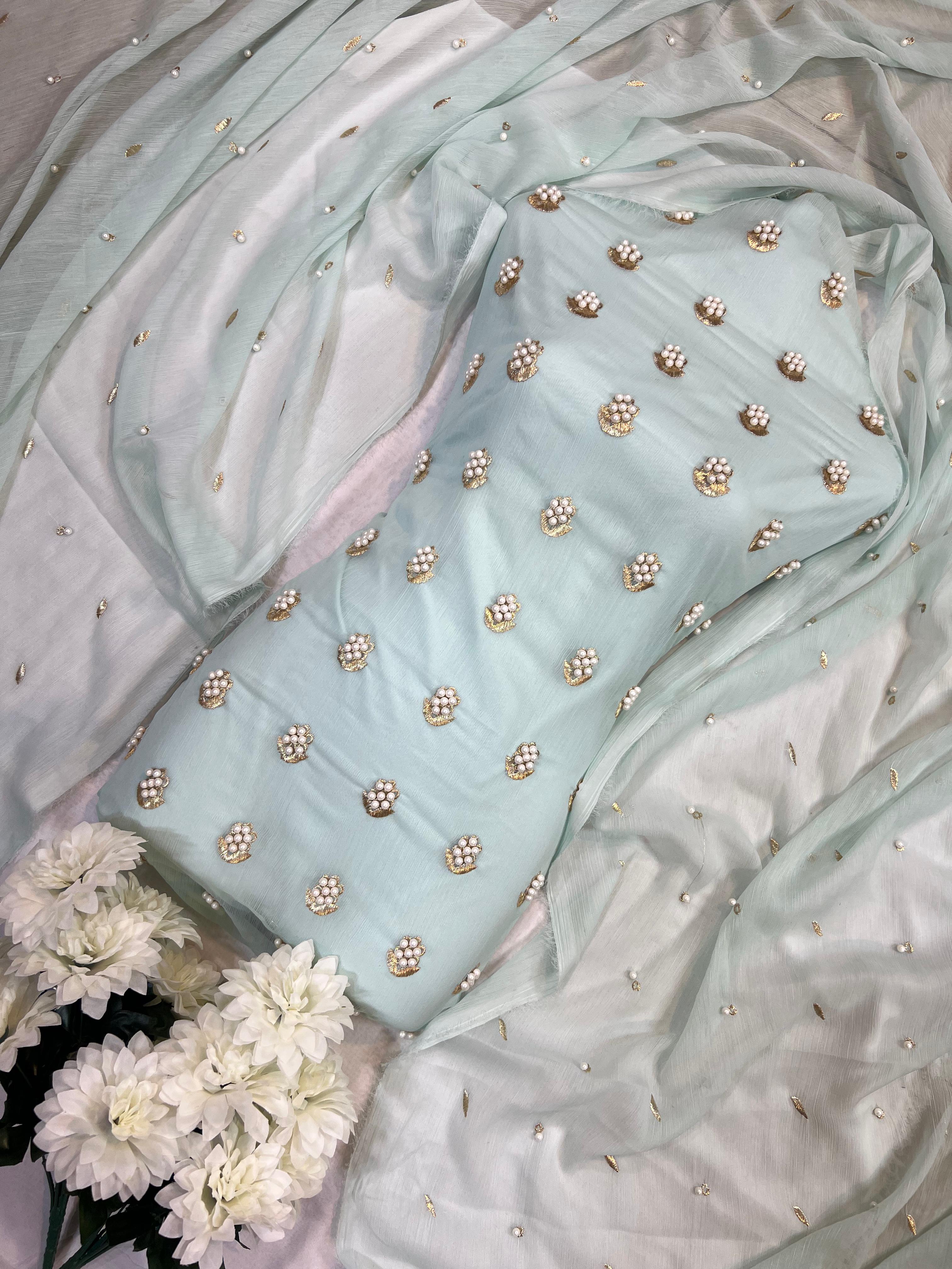 Premium 3-Piece Soft Chiffon Dress (ICE)